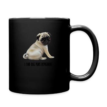 Je trouve chien jeu de mots répugnant t-shirt avec chiot carlin - Mug uni - noir - Droite