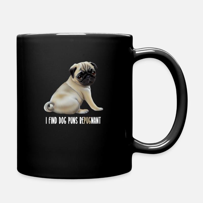 Je trouve chien jeu de mots répugnant t-shirt avec chiot carlin - Mug uni - noir