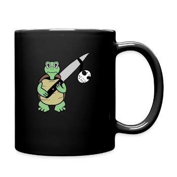 Killer Shildkröte- Turtle finds Jason - Tasse einfarbig - Schwarz - Rechts