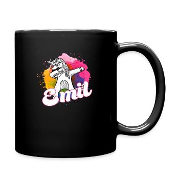 EMIL - Beautiful Boy Name with Cool Unicorn - Full Colour Mug - black - Right