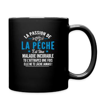 passion pêche / cadeau humour pêche - Mug uni - noir - Droite