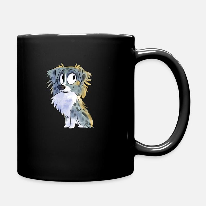 Chibi Australian Shepherd - Blue Merle - Tasse einfarbig - Schwarz