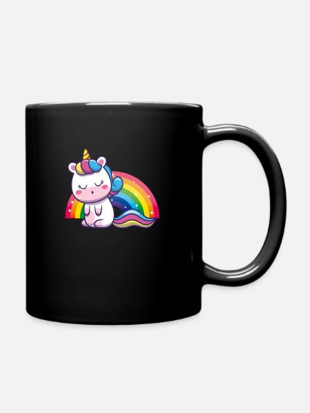 Baby Unicorn Rainbow cute cute - Full Colour Mug - black