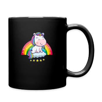 Baby Unicorn Rainbow Cute Cute Cloud - Full Colour Mug - black - Right