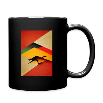 Red Bauhaus pattern - Full Colour Mug - black - Right