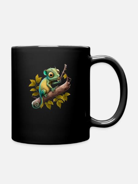 Grünes Chameleon | T-Shirt - Tasse einfarbig - Schwarz