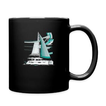 Catamaran love, freedom, adventure and passion - Full Colour Mug - black - Right
