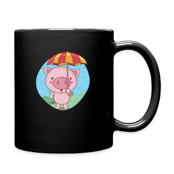 oink oink Regenzeit - Tasse einfarbig - Schwarz - Rechts