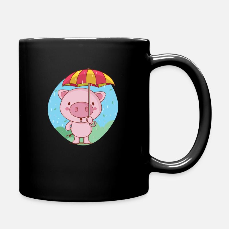 oink oink Rainy time - Full Colour Mug - black