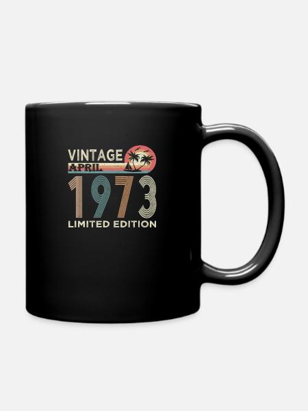 Vintage April 1973 Limited Edition 50th Birthday - Full Colour Mug - black