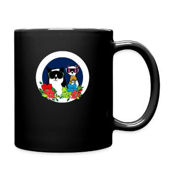 Katzen beste Freunde - Tasse einfarbig - Schwarz - Rechts