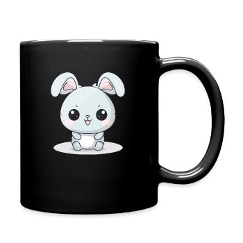 Cute Kawaii Rabbit Illustration - Full Colour Mug - black - Right