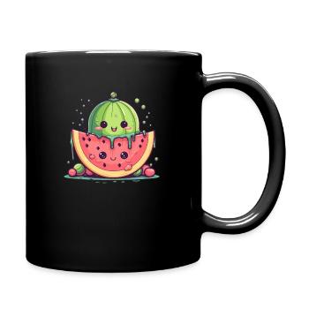 Pastèque et melon kawaii - Mug uni - noir - Droite