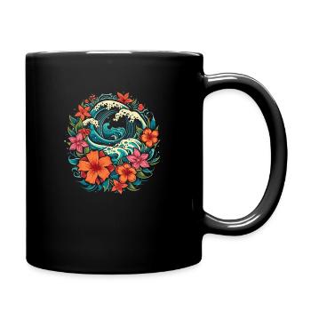 Surf Vibes: Vintage Retro Surfing Illustration - Full Colour Mug - black - Right