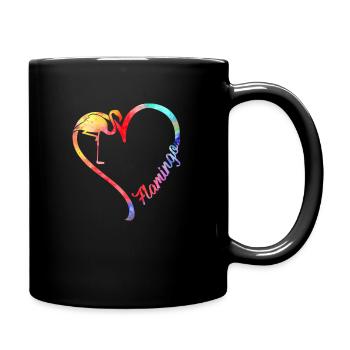 Aquarelle Cœur d’Animal Flamant - Mug uni - noir - Droite