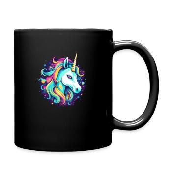 Regenbogen-Einhorn - Tasse einfarbig - Schwarz - Rechts