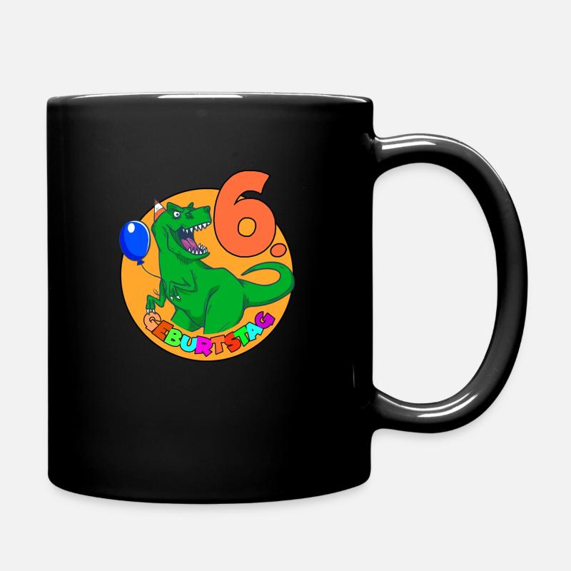 Dino 6 Geburtstag 6 Jahre Geschenk Party T-Rex - Tasse einfarbig - Schwarz