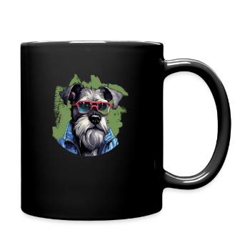 Streetwear Whiskers: miniature schnauzer style - Full Colour Mug - black - Right
