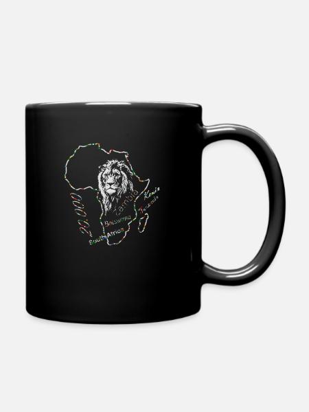 Löwenkopf Afrika Metallic - Tasse einfarbig - Schwarz