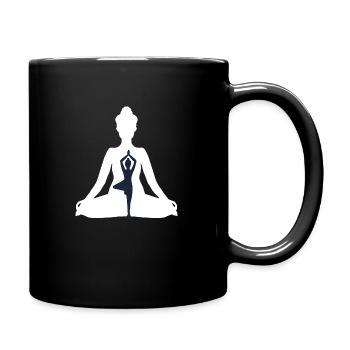11 Siddhasana Yoga - Vrikshasana | White - Black - Full Colour Mug - black - Right