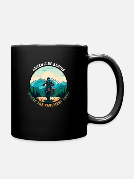 Adventure Bike Offroad Motorrad Reisen Shirt - Tasse einfarbig - Schwarz