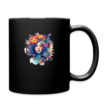 T-shirt aquarelle femme - Flower Miracle - Mug uni - noir - Droite