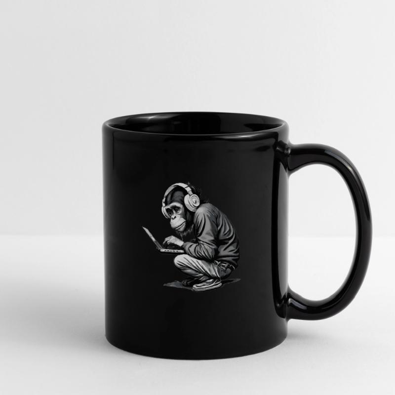 Code Monkey, Monkey with Laptop, Monkey coding Full Colour Mug