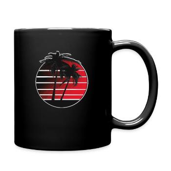 Palmen retro beatch - Tasse einfarbig - Schwarz - Rechts