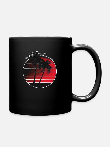 Palmen retro beatch - Tasse einfarbig - Schwarz