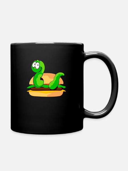 Ver vert dans un hamburger - Mug uni - noir
