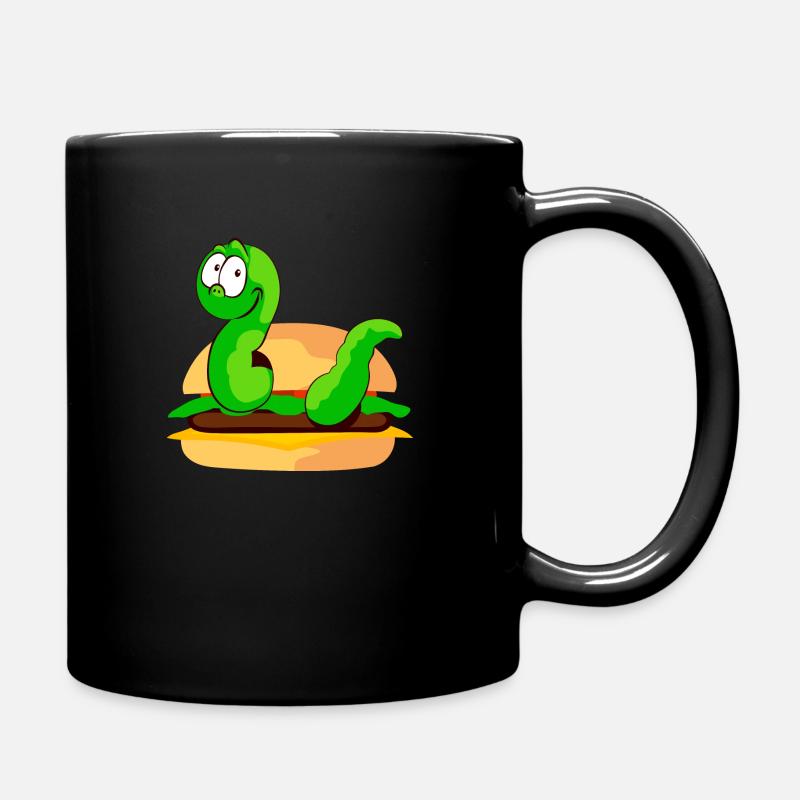 Ver vert dans un hamburger - Mug uni - noir