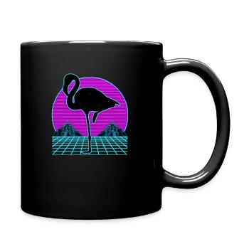 Flamingo Vogel Vaporwave Outrun Retro 80er Jahre Stil - Tasse einfarbig - Schwarz - Rechts