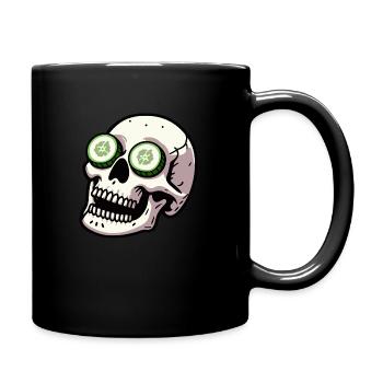 drôle de crâne avec concombre sur les yeux, spa - Mug uni - noir - Droite