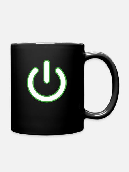 green powebutton - Full Colour Mug - black