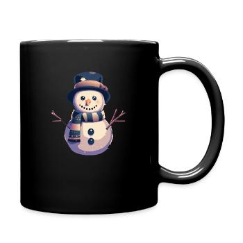 Fröhlicher Schneemann - Tasse einfarbig - Schwarz - Rechts