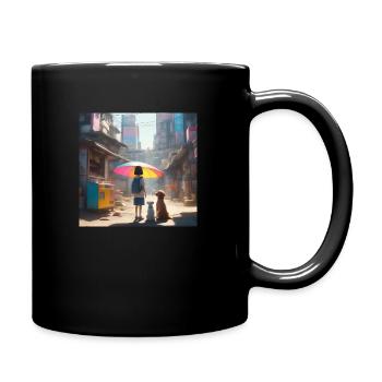 sunny day with dogs in endtime world - Tasse einfarbig - Schwarz - Rechts