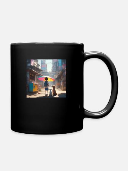 sunny day with dogs in endtime world - Tasse einfarbig - Schwarz