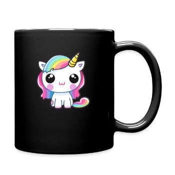 Bébé Licorne avec crinière arc-en-ciel - Mug uni - noir - Droite