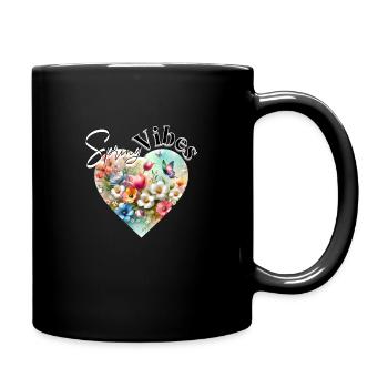 Spring Vibes - Floral Heart Design - Full Colour Mug - black - Right