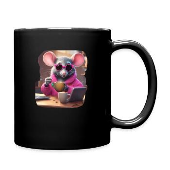 Lustige Maus programmiert einen KI prompt - Tasse einfarbig - Schwarz - Rechts