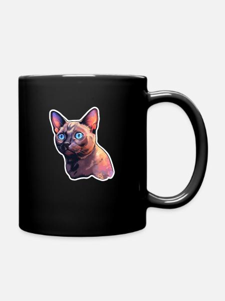 Burmese Cat - Full Colour Mug - black