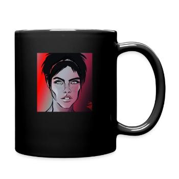 Woman's face with beautiful eyes colored - Full Colour Mug - black - Right
