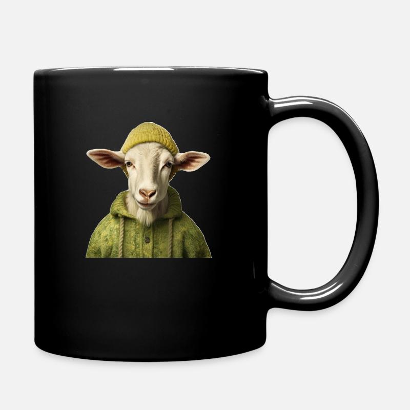 Ziege mit Mütze - Tasse einfarbig - Schwarz