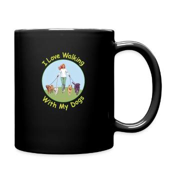 J’adore marcher avec mes chiens - Mug uni - noir - Droite