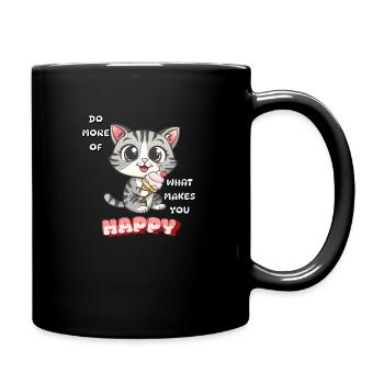 Chat heureux - Mug uni - noir - Droite