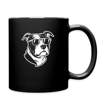 Hund im Trendy Sonnenbrillen - Tasse einfarbig - Schwarz - Rechts