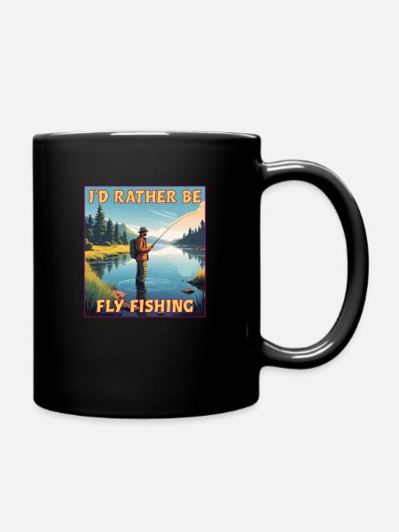 Ich würde lieber Fliegenfischen - Tasse einfarbig - Schwarz