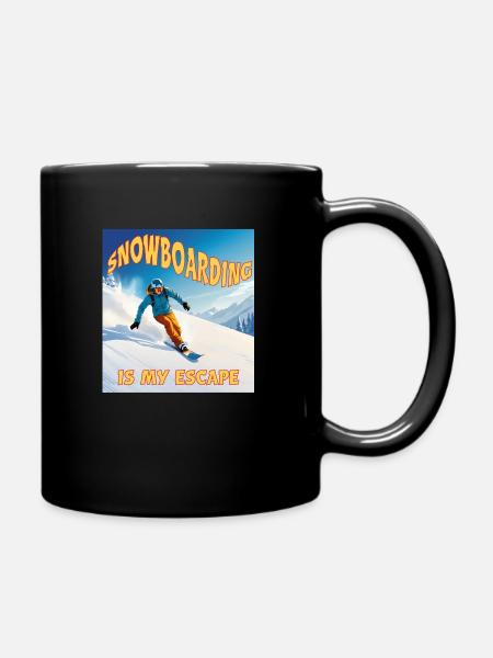 Snowboarden ist meine Flucht - Tasse einfarbig - Schwarz