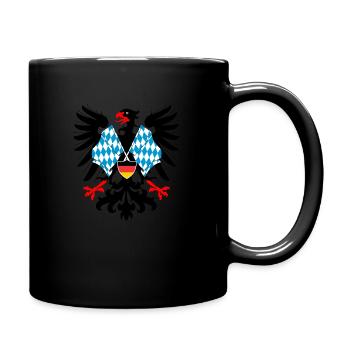 Deutscher Adler mit Fahnen der Provinz Bayern - Tasse einfarbig - Schwarz - Rechts