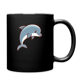 Dauphin - mignon dessin animé dauphin kawaii - Mug uni - noir - Droite